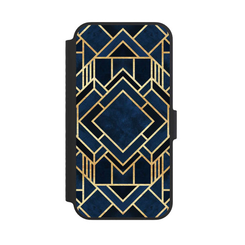 Apple iPhone 14 NIVOflip Kunst Deko Blau Golddruck