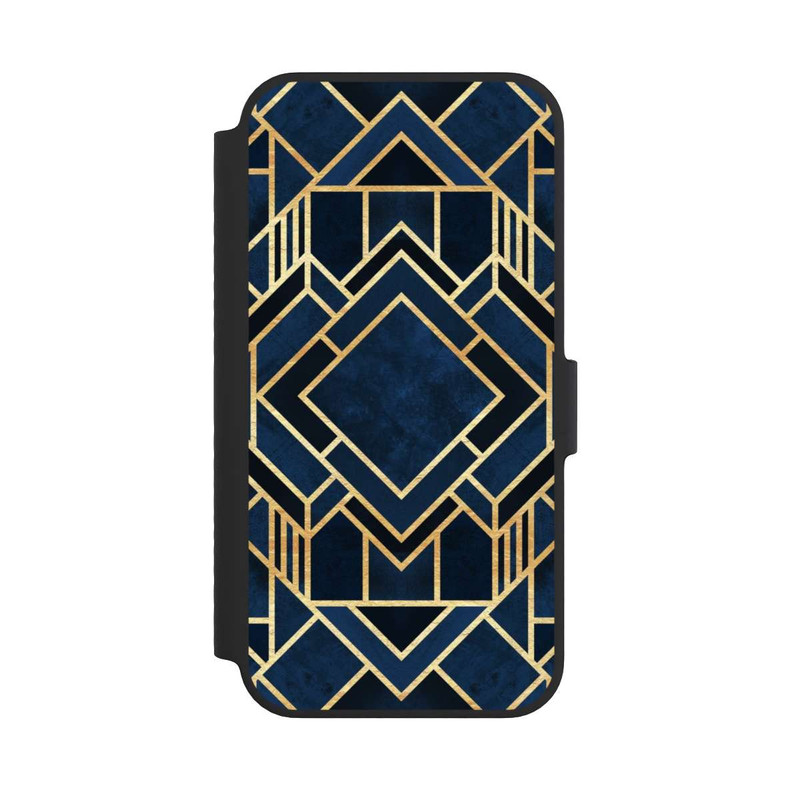 iPhone 14 NIVOflip Impression Art Déco Bleu Or