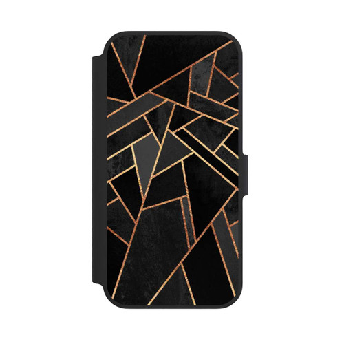 Apple iPhone 14 NIVOflip Schwarze Nacht Gold Druck