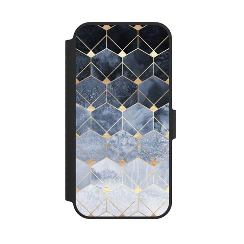 Apple iPhone 14 NIVOflip Blue Hexagons And Diamonds Gold Print