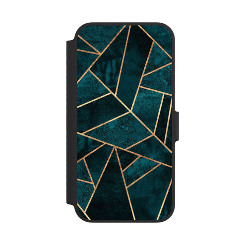 Apple iPhone 14 NIVOflip Tief Blaugrün Stein Gold Druck