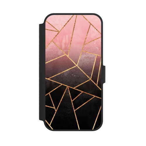Apple iPhone 14 NIVOflip Pinker und Schwarzer Stein Gold Druck