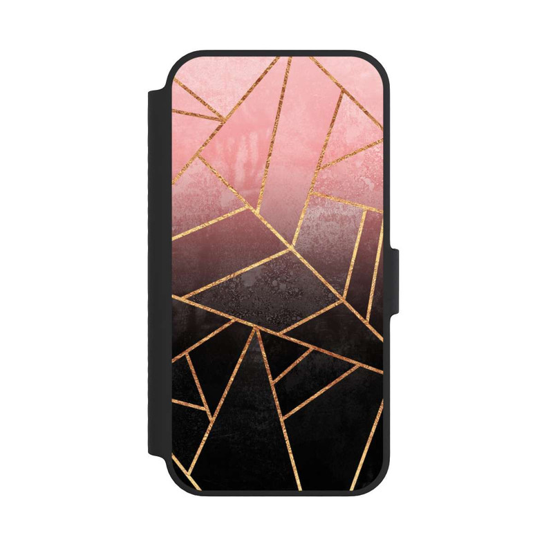 iPhone 14 NIVOflip Imprimé Pierre Or Rose Et Noir