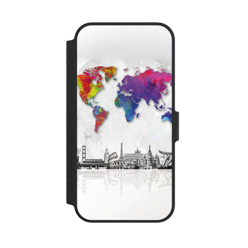 Apple iPhone 14 NIVOflip Weltkarte mit Skyline