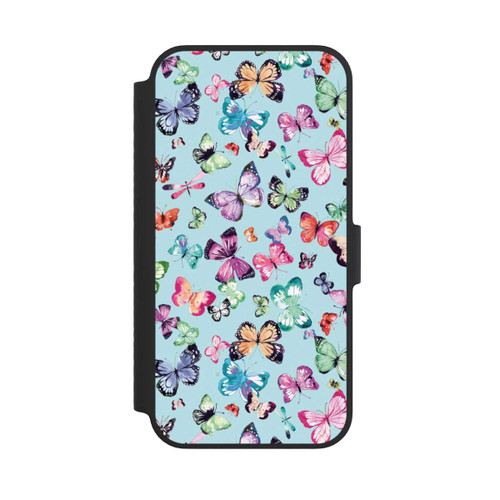 Apple iPhone 14 NIVOflip Schmetterlinge rosa orange blau