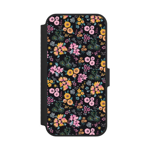 Apple iPhone 14 NIVOflip Kleine bunte Blumen Schwarz 2