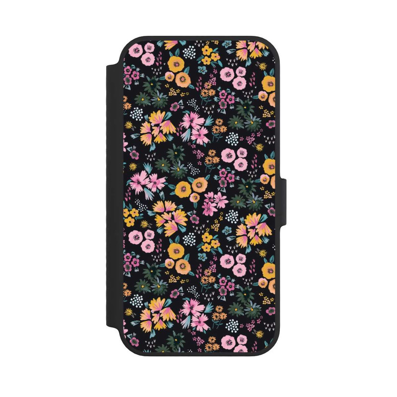 iPhone 14 NIVOflip Kleine bunte Blumen Schwarz 2