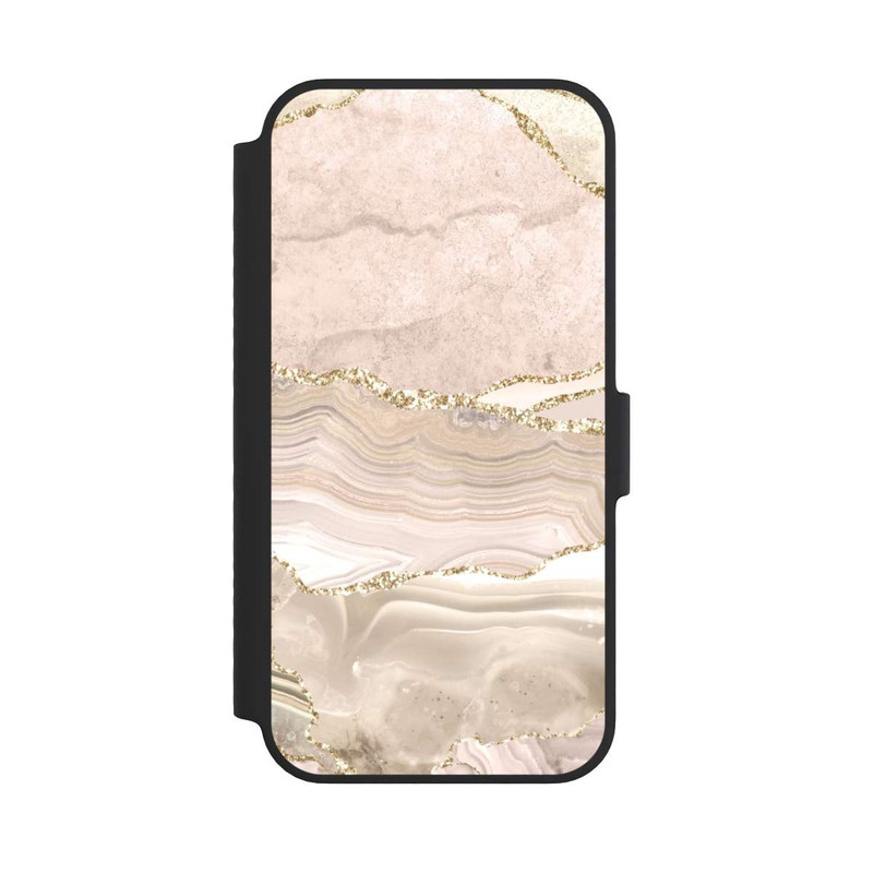 iPhone 14 NIVOflip Marmor rosa-goldene Streifen