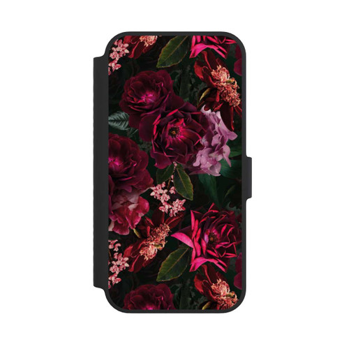 Apple iPhone 14 NIVOflip Dunkelrote und rosa Blüten