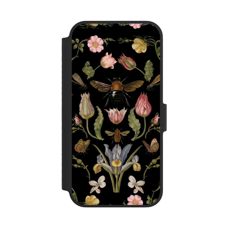 iPhone 14 NIVOflip Wildblumen und Biene Schwarz