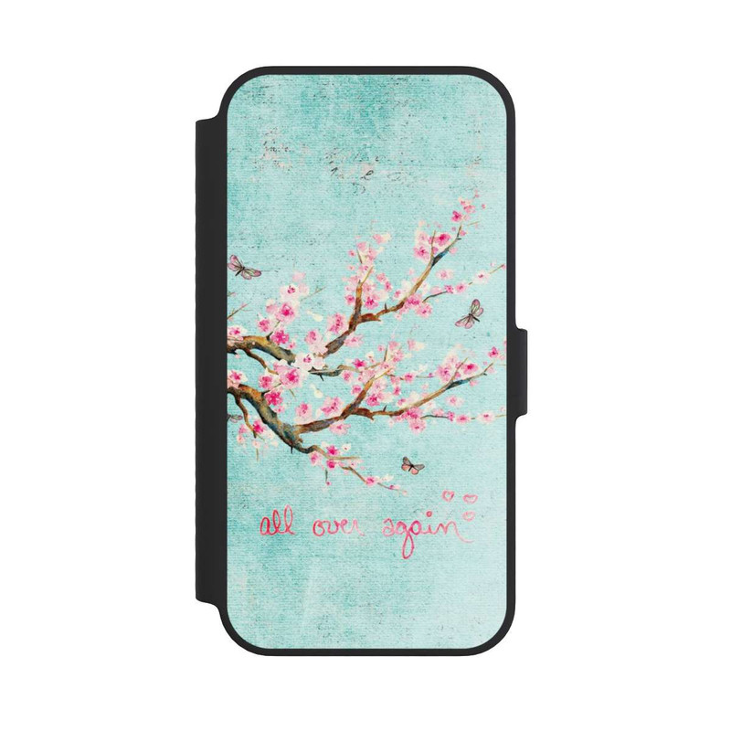 iPhone 14 NIVOflip Motif d'arbre en fleurs de cerisier bleu
