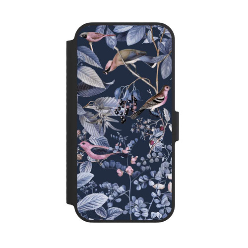 Apple iPhone 14 NIVOflip Vögel und Beeren blau