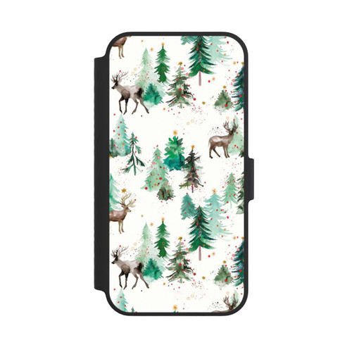 Apple iPhone 14 NIVOflip Hirsche und Winterweihnachtsbäume