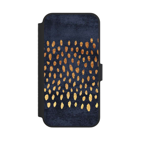Apple iPhone 14 NIVOflip Muster Gold und Marine