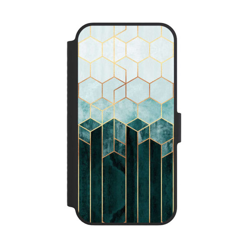 Apple iPhone 14 NIVOflip Blaugrüne Sechsecke
