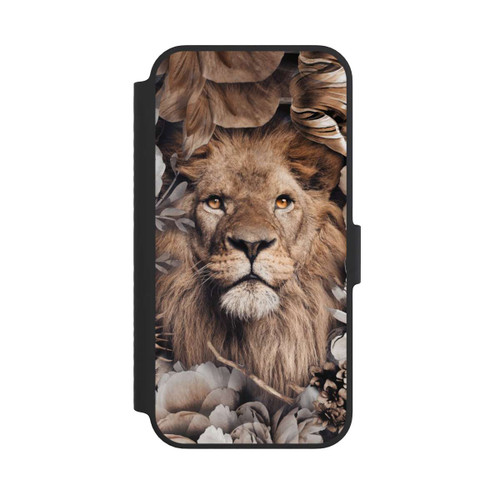 Apple iPhone 14 NIVOflip Löwe Blumenrahmen Beige