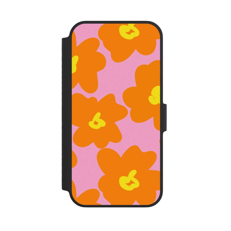 iPhone 14 NIVOflip Retro Blumenmuster Pink und Orange