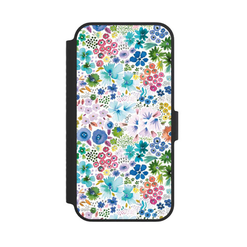 Apple iPhone 14 NIVOflip Kunstvolle kleine Frühlingsblumen blau