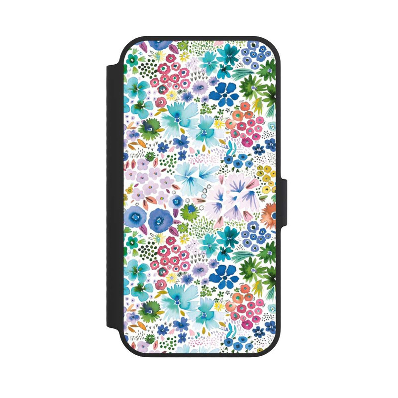 iPhone 14 NIVOflip Kunstvolle kleine Frühlingsblumen blau