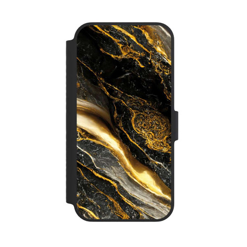Apple iPhone 14 NIVOflip Schwarze Marmor Goldschichten