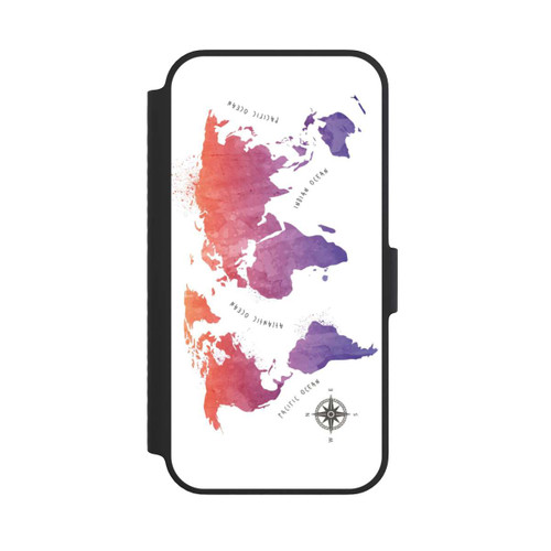 Apple iPhone 14 NIVOflip Worldmap (Watercolor) white
