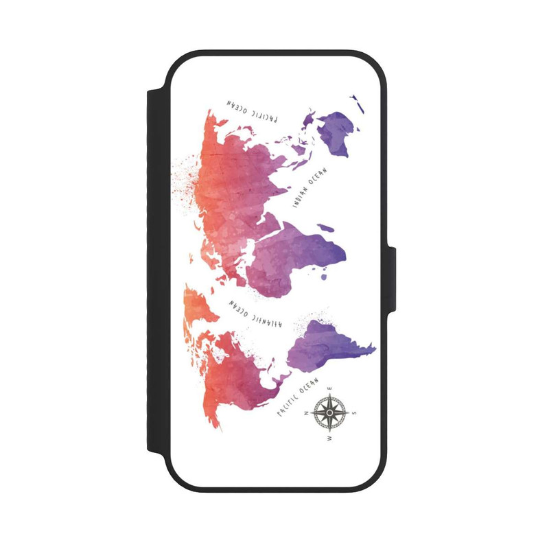 iPhone 14 NIVOflip Worldmap (Watercolor) white
