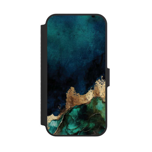 Apple iPhone 14 NIVOflip Petrolblau mit Gold