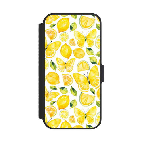 Apple iPhone 14 NIVOflip Zitrone und Schmetterling Muster