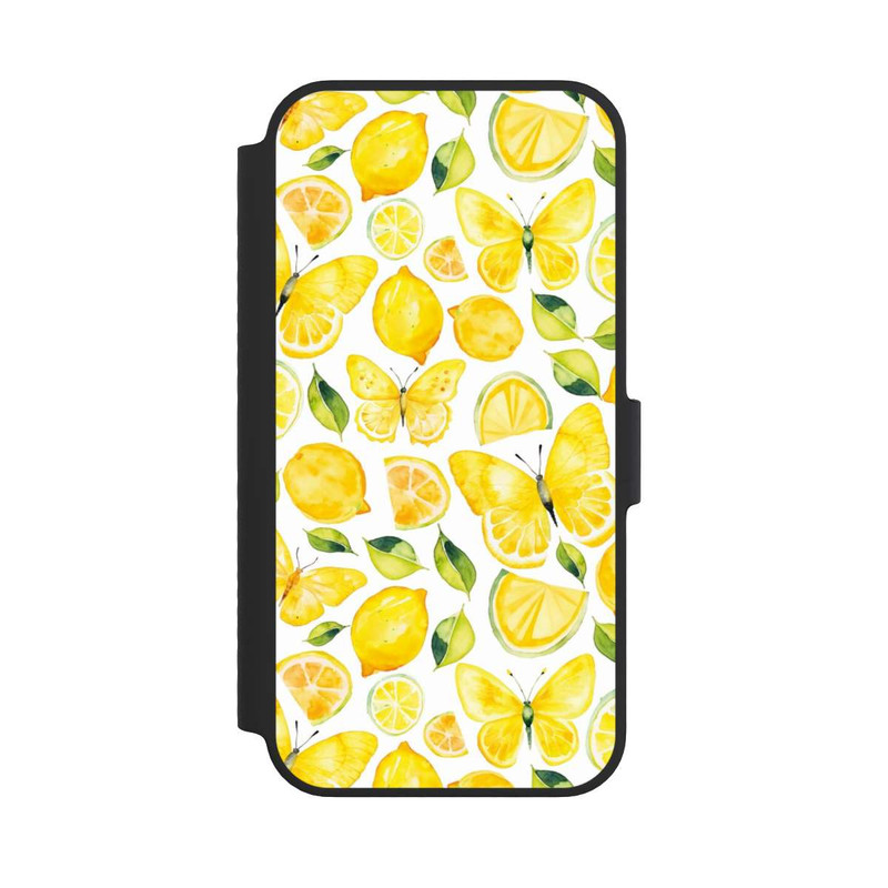 iPhone 14 NIVOflip Zitrone und Schmetterling Muster