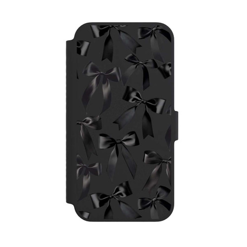 Apple iPhone 14 NIVOflip Schwarze Satinschleifen