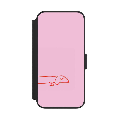 Apple iPhone 14 NIVOflip Dachshund Illustration Pink