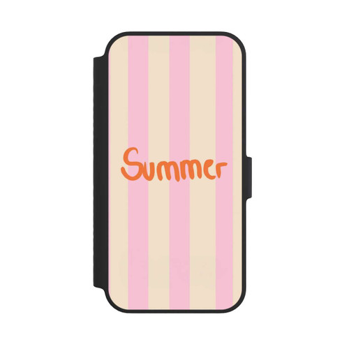 Apple iPhone 14 NIVOflip Summer- Rosa und Orange Streifen Hintergrund