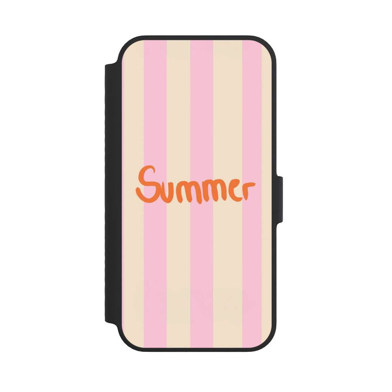 iPhone 14 NIVOflip Summer- Rosa und Orange Streifen Hintergrund