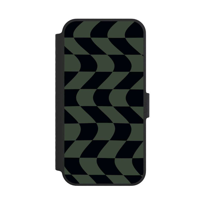 iPhone 14 NIVOflip Checked Pattern Green Black