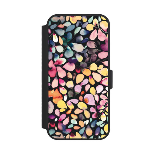 Apple iPhone 14 NIVOflip Eucalyptus Watercolor Leaves Black