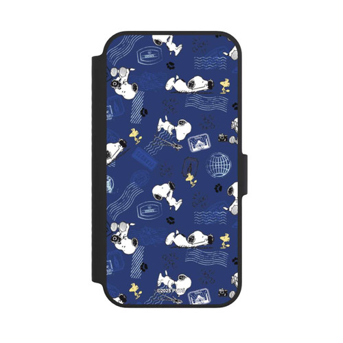 Apple iPhone 14 NIVOflip Peanuts Travel Stamps Pattern Blue