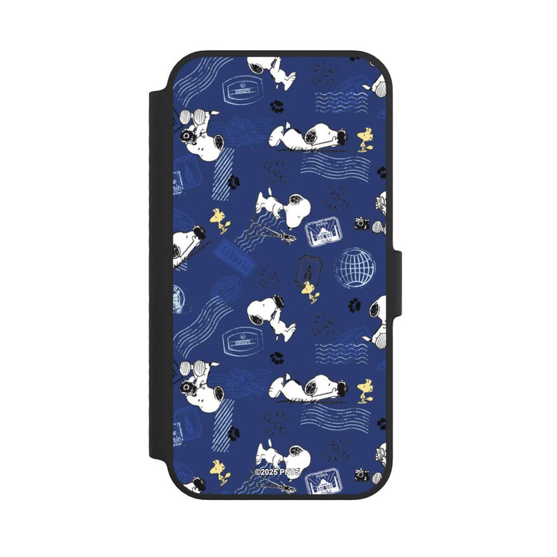 iPhone 14 NIVOflip Peanuts Travel Stamps Pattern Blue