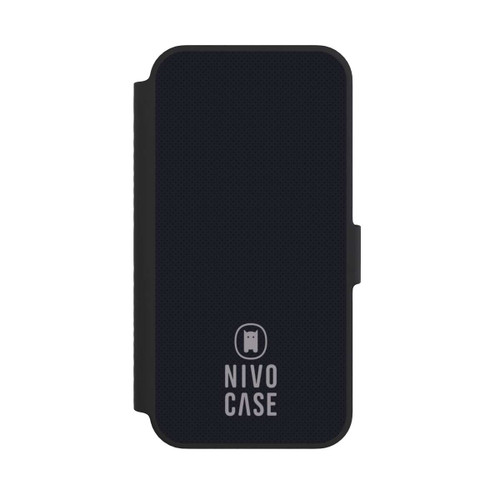 Apple iPhone 14 NIVOflip Nivocase Logo Schwarz Grau