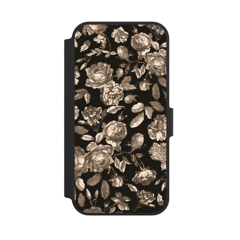 iPhone 14 NIVOflip Leinwand dunkle Blumen