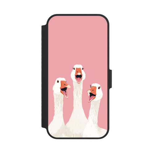 Apple iPhone 14 NIVOflip Drei Gänse Rosa mit KI