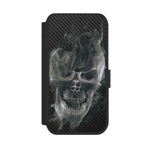 Apple iPhone 14 Pro NIVOflip rauchender Totenkopf Carbon