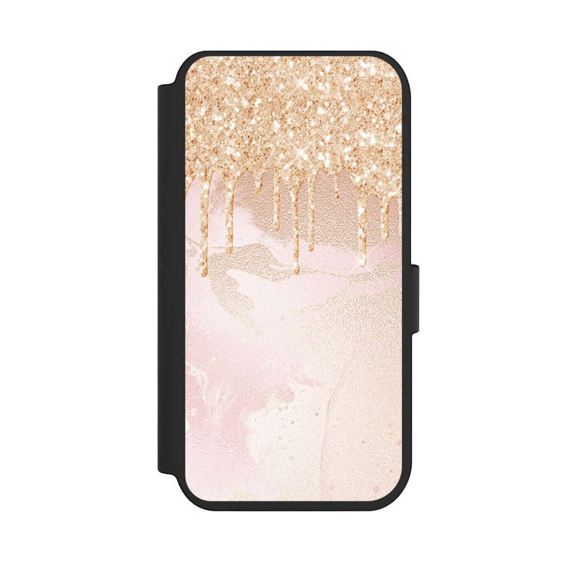 iPhone 14 Pro NIVOflip  Roségoldener Glitzer Tropfen Look