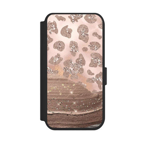Apple iPhone 14 Pro NIVOflip Silberner Leoparden Glitzerlook
