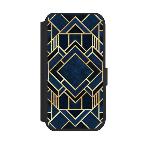 Apple iPhone 14 Pro NIVOflip Kunst Deko Blau Golddruck