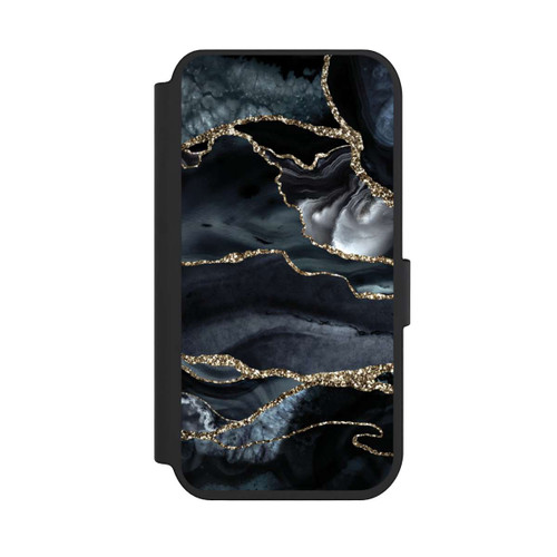 Apple iPhone 14 Pro NIVOflip Dark marble gold Glitter look