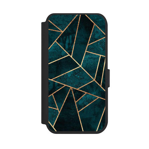 Apple iPhone 14 Pro NIVOflip Tief Blaugrün Stein Gold Druck