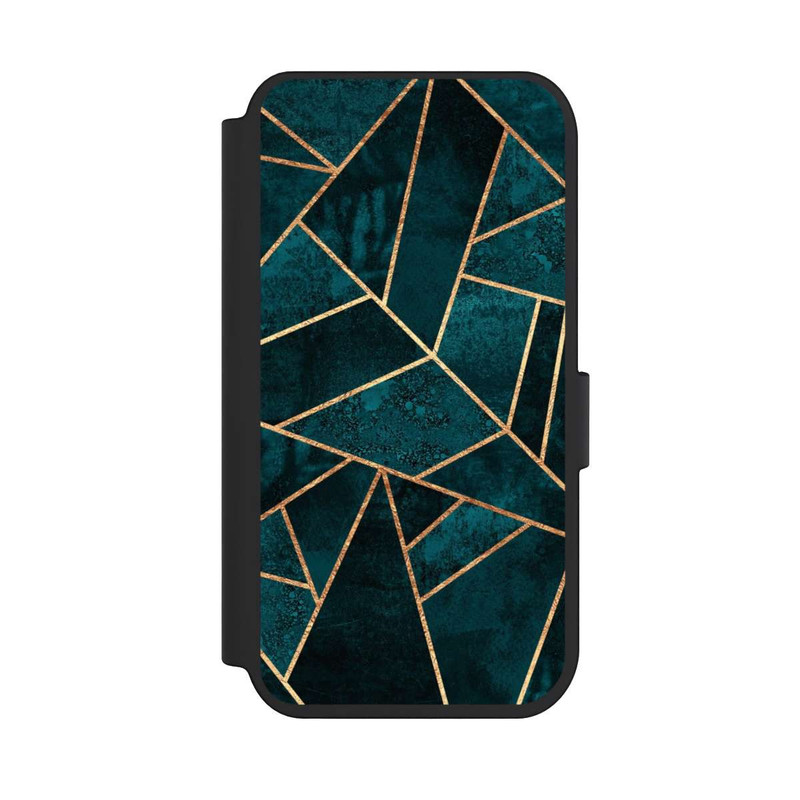 iPhone 14 Pro NIVOflip Tief Blaugrün Stein Gold Druck