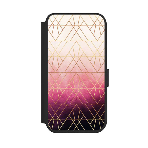 Apple iPhone 14 Pro NIVOflip Pink Ombre Dreiecke Golddruck