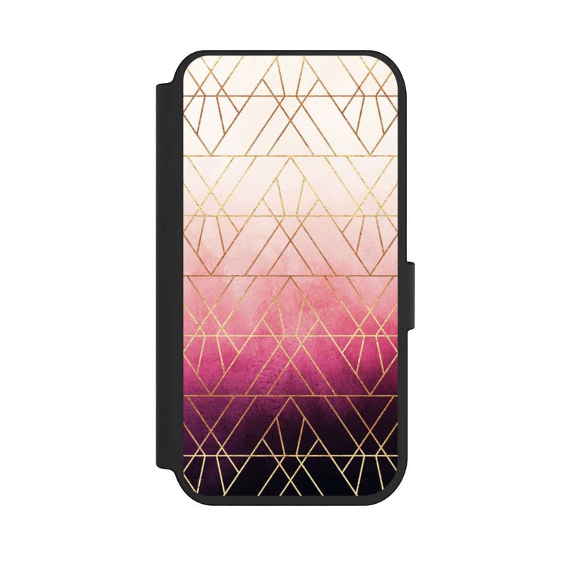 iPhone 14 Pro NIVOflip Pink Ombre Dreiecke Golddruck
