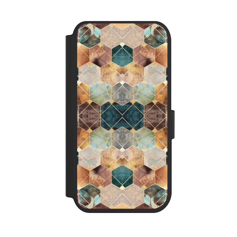 iPhone 14 Pro NIVOflip Naturfarbene Sechsecke und Diamanten